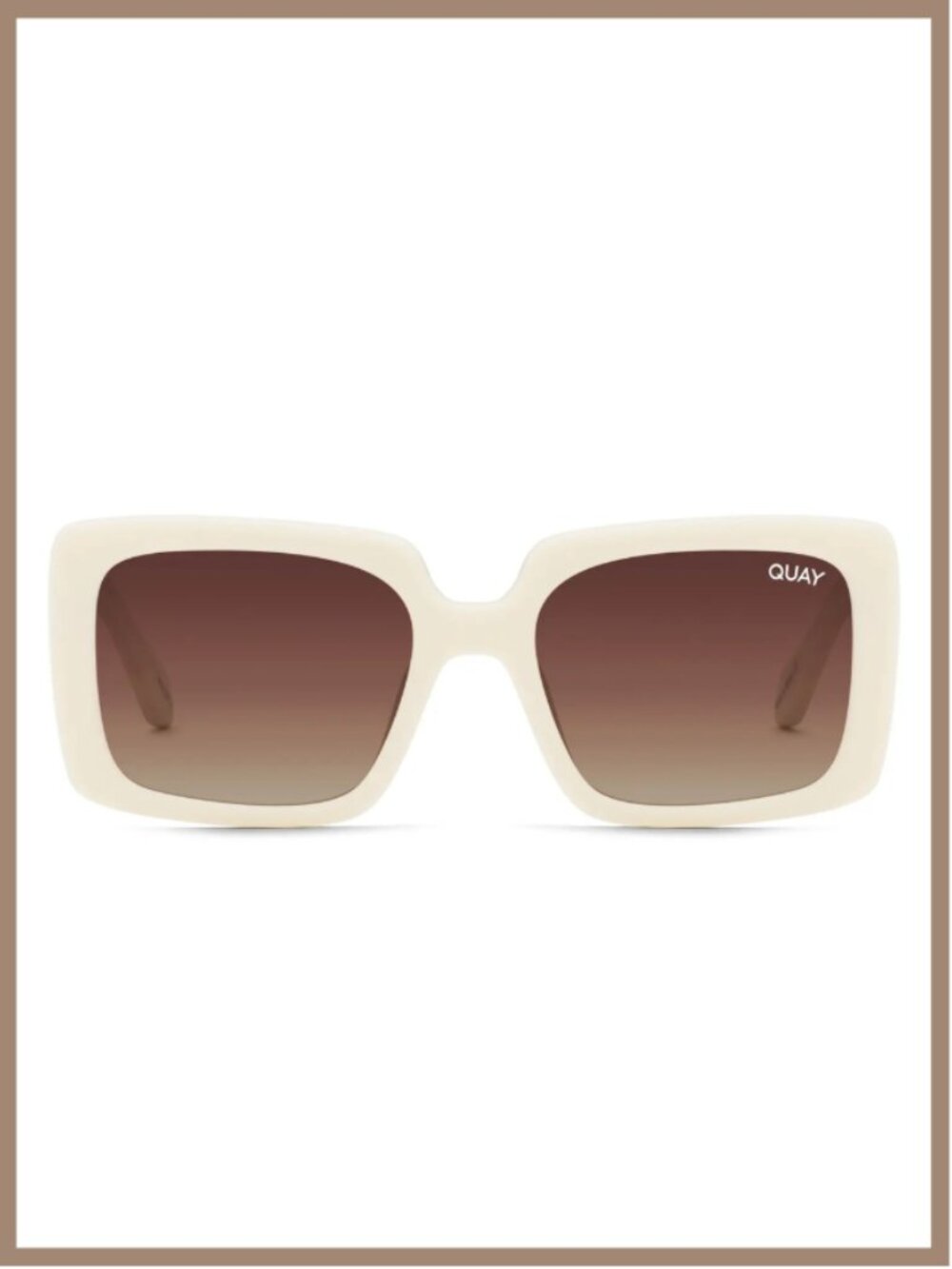 NWT! QUAY Total Vibe Square Sunglasses White Frame / Brown Polarized Lenses